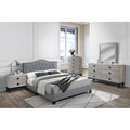 Transitional Style Bed Set Button Tufted Headboard Gray Bedroom Furniture