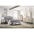 Transitional Style Bed Set Charcoal Finish Underbed Drawer Tapered Legs