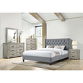 Transitional Style Bed Set Metal Handle Tapered Legs Gray Finish