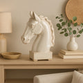 Transitional Style Ceramic Horse Head Decor Piece Large Beige