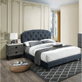 Transitional Style Charcoal Finish 3Pc Bed 2X Nightstand Set Diamond Knobs