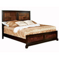 Transitional Style Eastern King Wooden Parquet Design Bed Brown