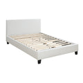 Transitional Style Leatherette Queen Bed With Padded Headboard White