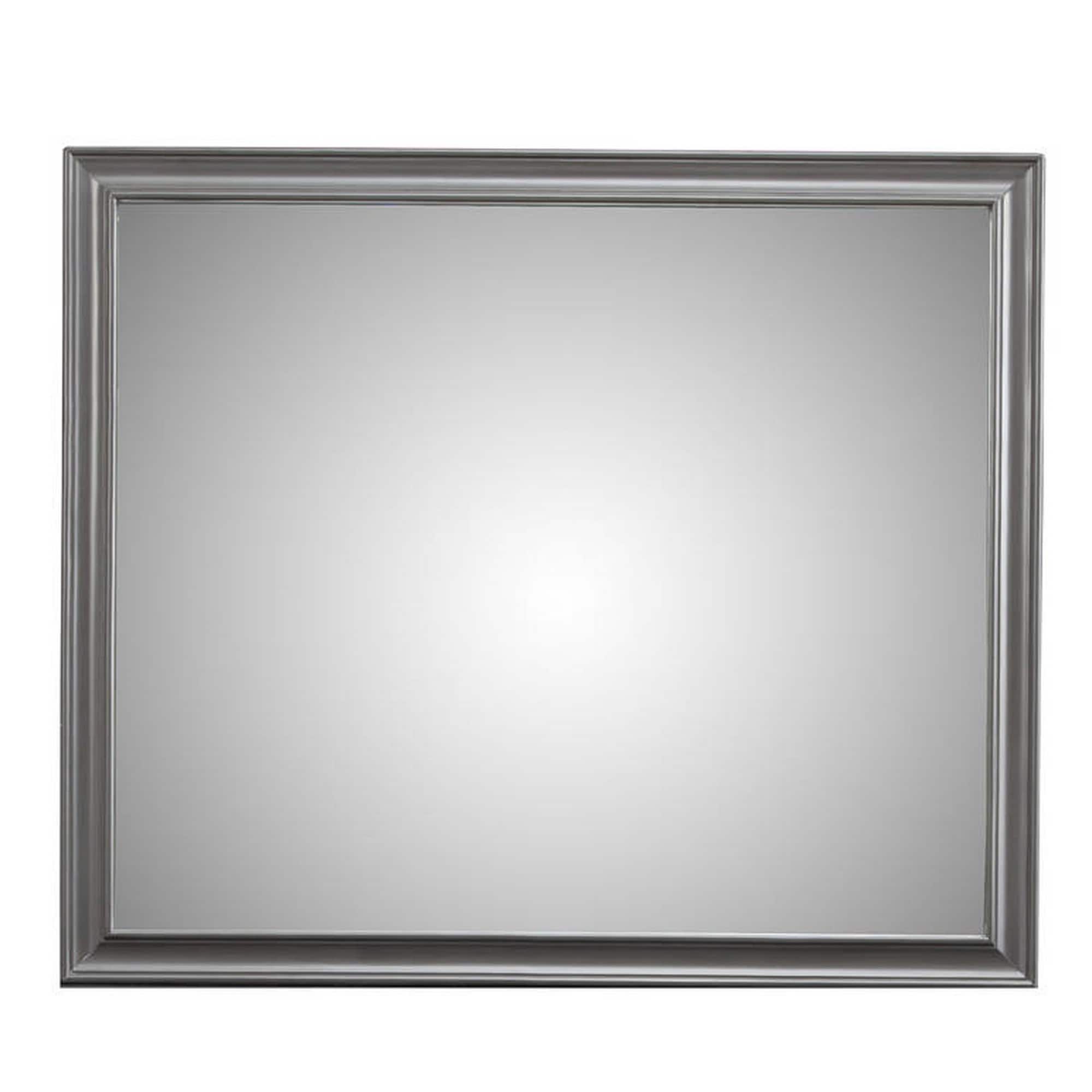 Transitional Style Rectangular Molded Mirror With Wooden Frame Gray