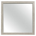 Transitional Style Square Mirror With Wooden Frame Brown
