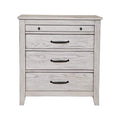 Transitional Style Three Drawer Nightstand With Pull Out Tray Gray