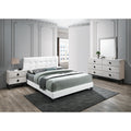 Transitional Style White Finish Bed Set Tapered Legs Diamond Knobs
