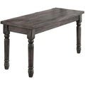 Transitional Style Wood Bench With Turned Legs Gray