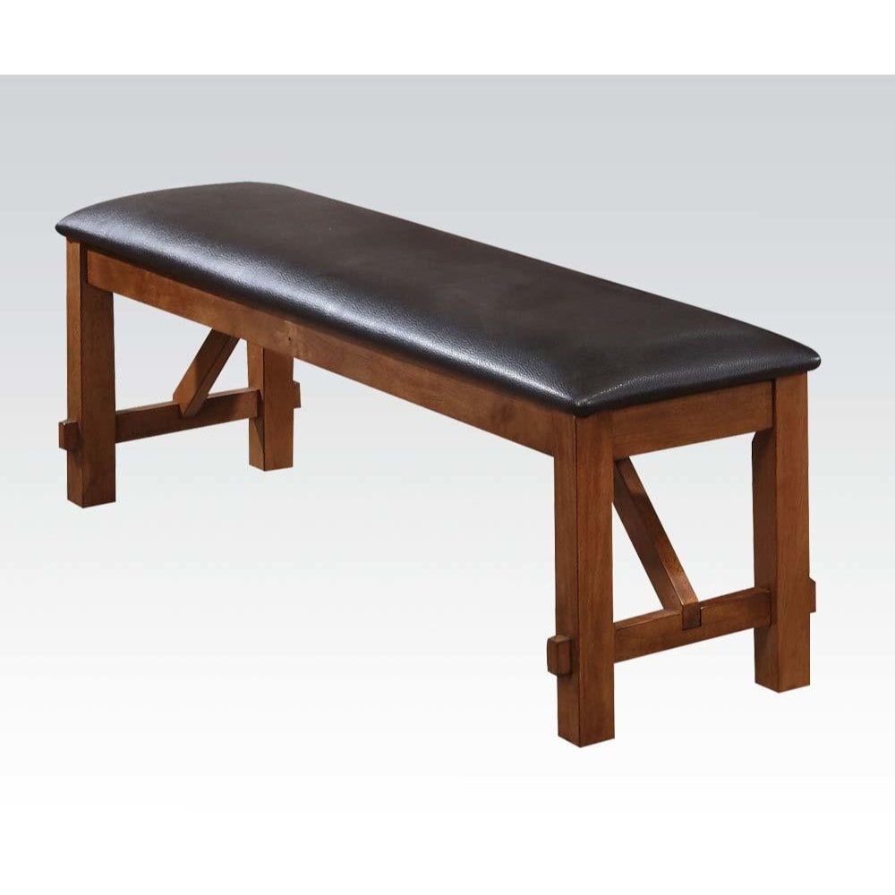 Transitional Style Wood And Fabric Upholstery Bench With Padded Seat Brown