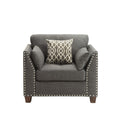 Transitional Style Wood And Linen Chair With 3 Pillows Gray
