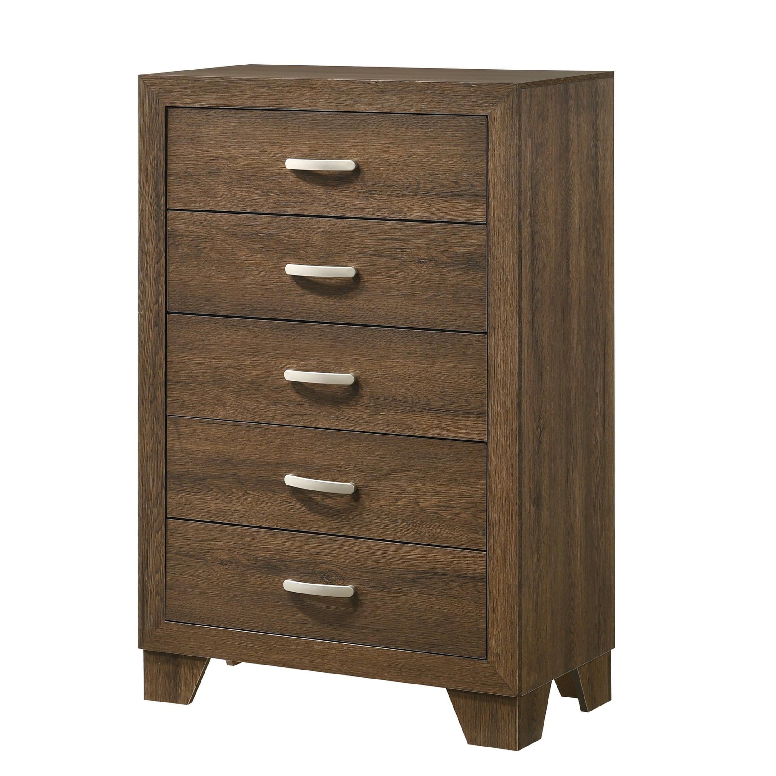 Transitional Style Wooden Chest With 2 Drawers And Metal Handles Brown