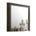Transitional Style Wooden Decorative Mirror With Grooved Panels Brown