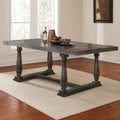 Transitional Style Wooden Dining Table With Trestle Base Gray