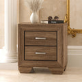 Transitional Style Wooden Nightstand With Two Drawers And Tapered Feet Brown