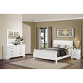 Transitional White Finish 4Pc Bedroom Furniture Set Sleigh Bed Dresser Mirror Nightstand