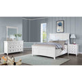 Transitional White Finish Bedroom Set Bed Dresser Mirror Nightstand With Usb