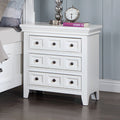 Transitional White Solid Wood 1Pc Nightstand W Round Knobs 3 Drawers For Bedroom