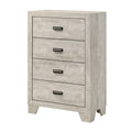 Transitional Whitewashed 4 Drawer Tall Chest With Metal Hardware