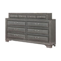 Transitional Wooden Dresser With 10 Drawers And Bracket Legs Gray