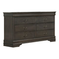 Transitional Wooden Dresser With 6 Drawers And Metal Handles Gray