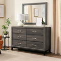 Transitional Wooden Dresser With 6 Spacious Drawers Gray And Black