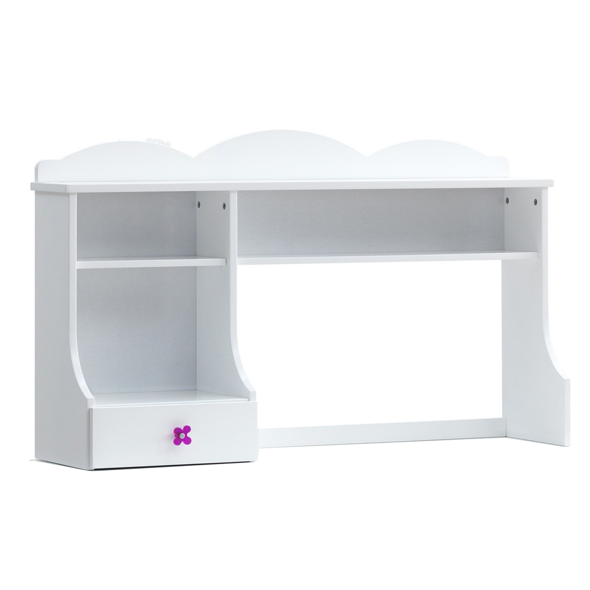 Transitional Wooden Hutch With Two Shelves And Three Drawers White