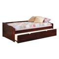 Transitional Wooden Trundle Bed With Bottom Pull Out Bedding Brown