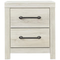 Transitional Wooden Two Drawer Setup Nightstand With Bar Handles White