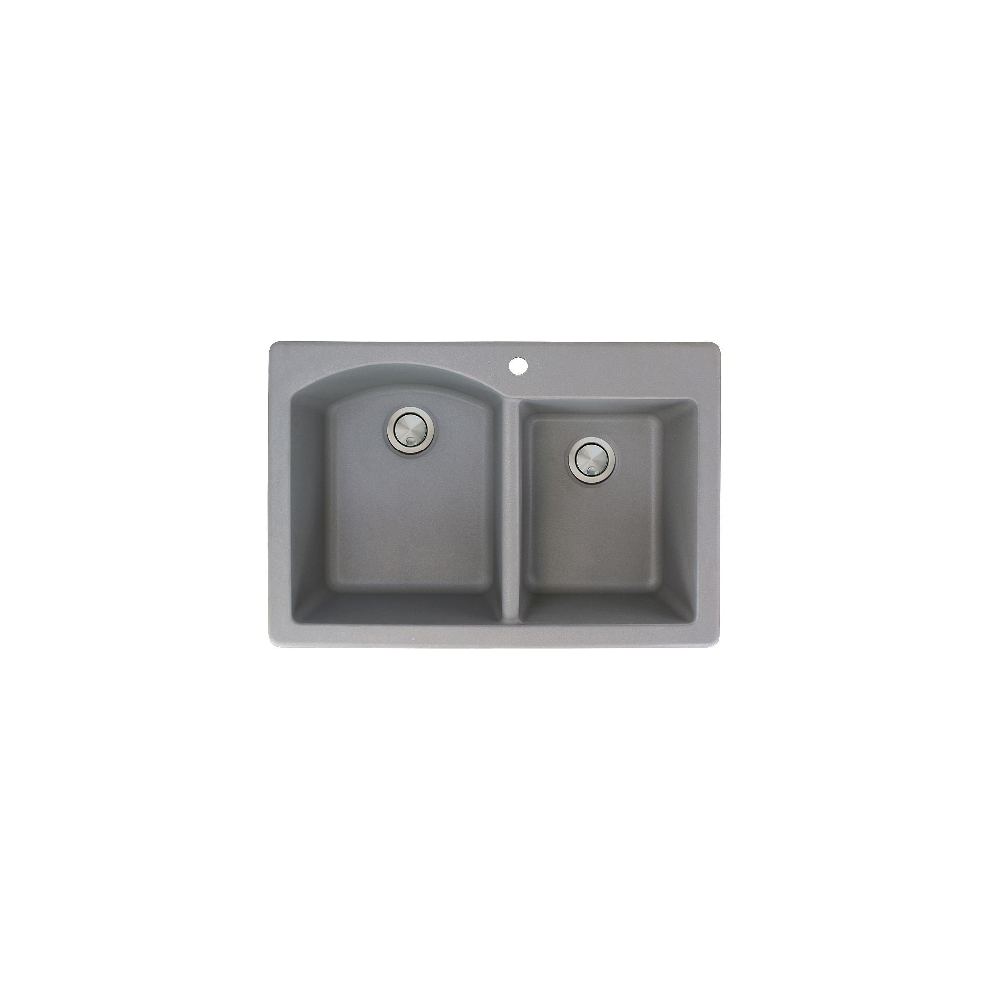 Transolid Aversa 33In X 22In Silq Granite Drop In Double Bowl Kitchen Sink With 1 B Faucet Hole