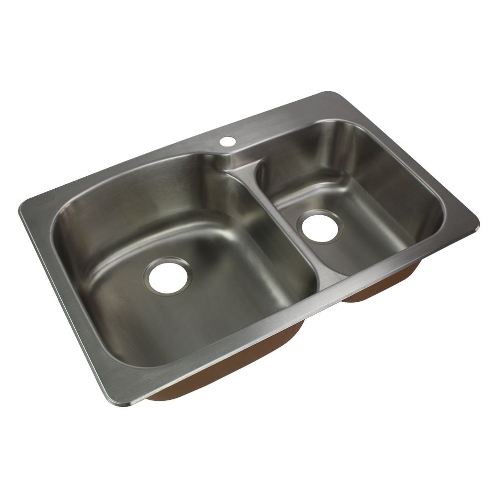 Transolid Classic 33 In 18 Gauge Drop In Double Bowl Kitchen Sink