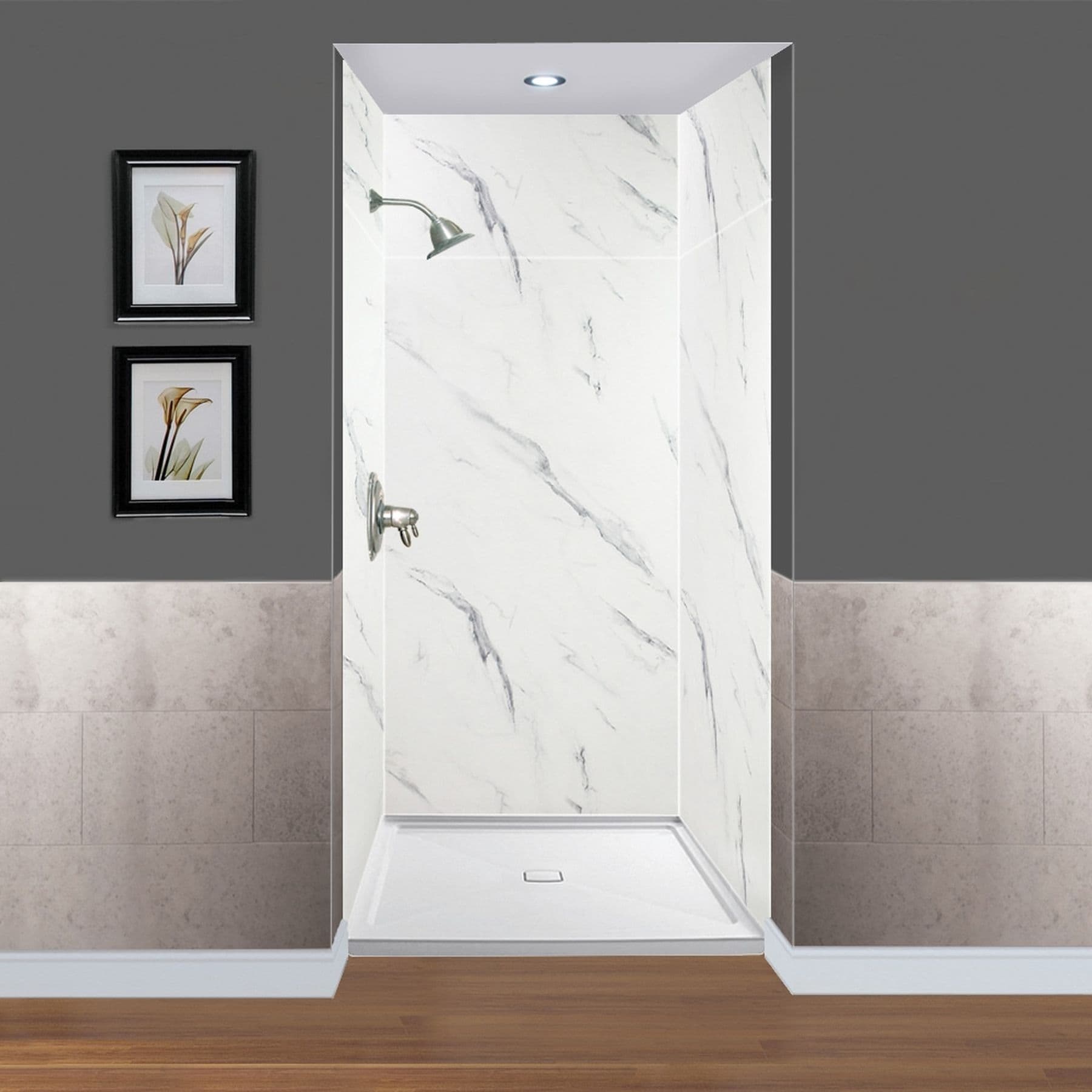 Transolid Expressions 48 In X 48 In X 96 In Glue To Wall Shower Wall Kit 48 X 48 X 96
