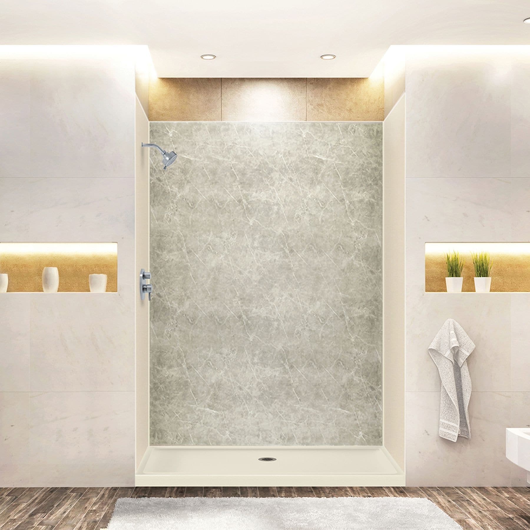 Transolid Expressions 60 In X 32 In X 72 In Glue To Wall Alcove Shower Kit 32 X 60 X 72