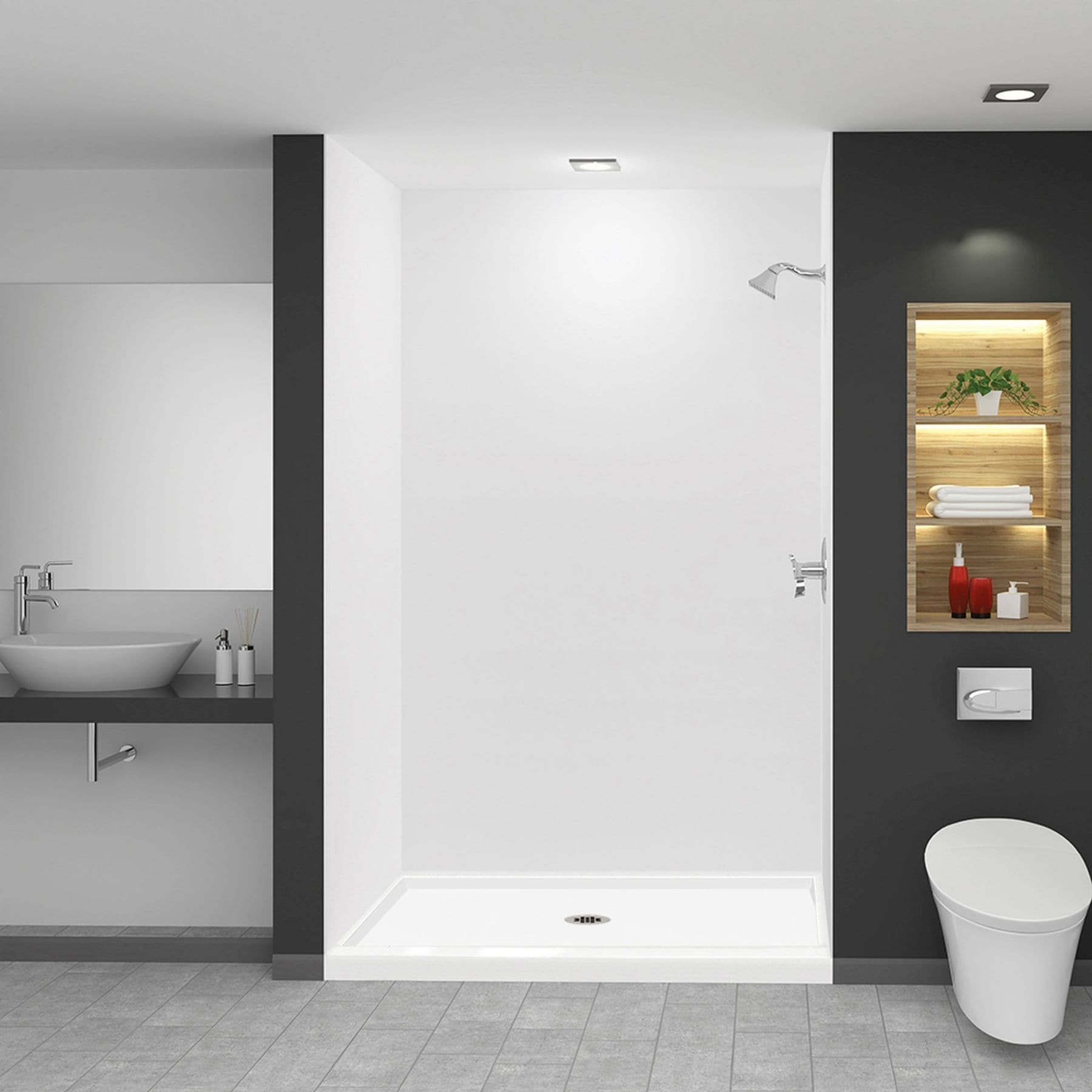 Transolid Expressions 60 In X 32 In X 96 In Glue To Wall Alcove Shower Kit 32 X 60 X 96