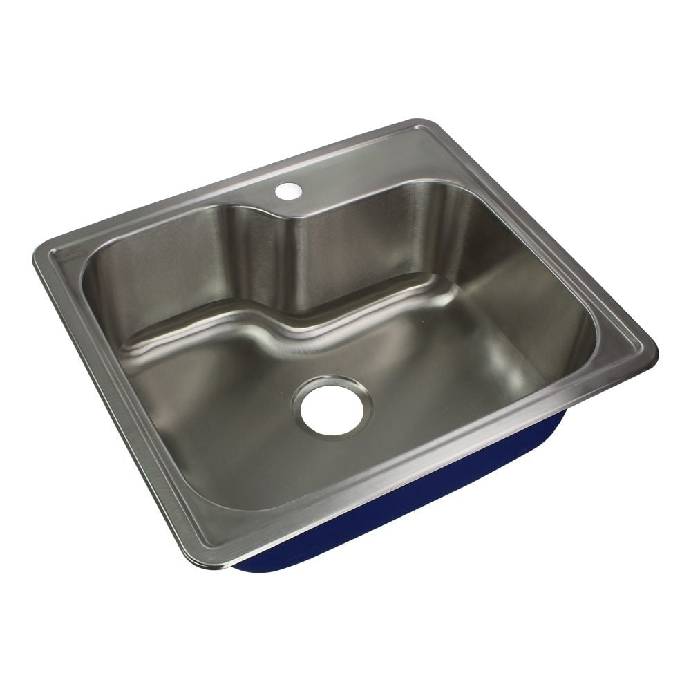 Transolid Meridian 25 In 16 Gauge Offset Drop In Single Bowl Kitchen Sink