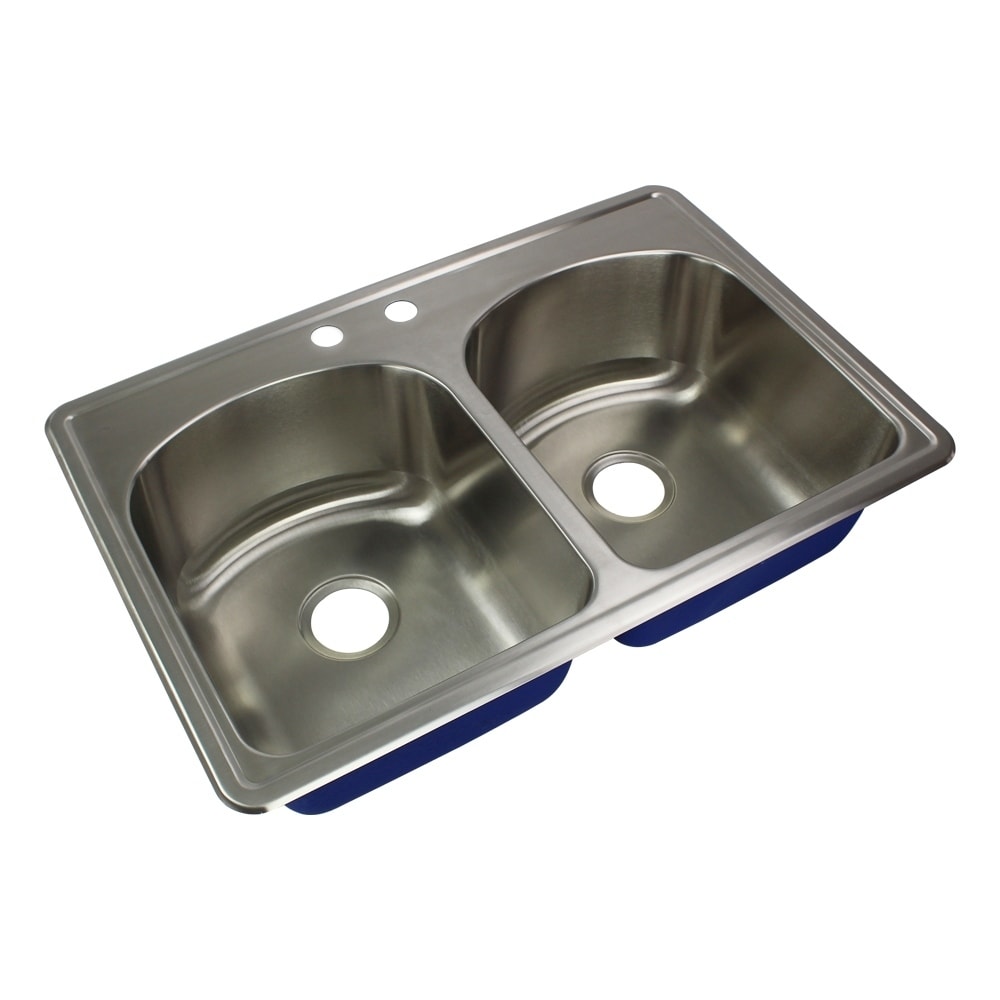 Transolid Meridian 33 In 16 Gauge Drop In Double Bowl Kitchen Sink
