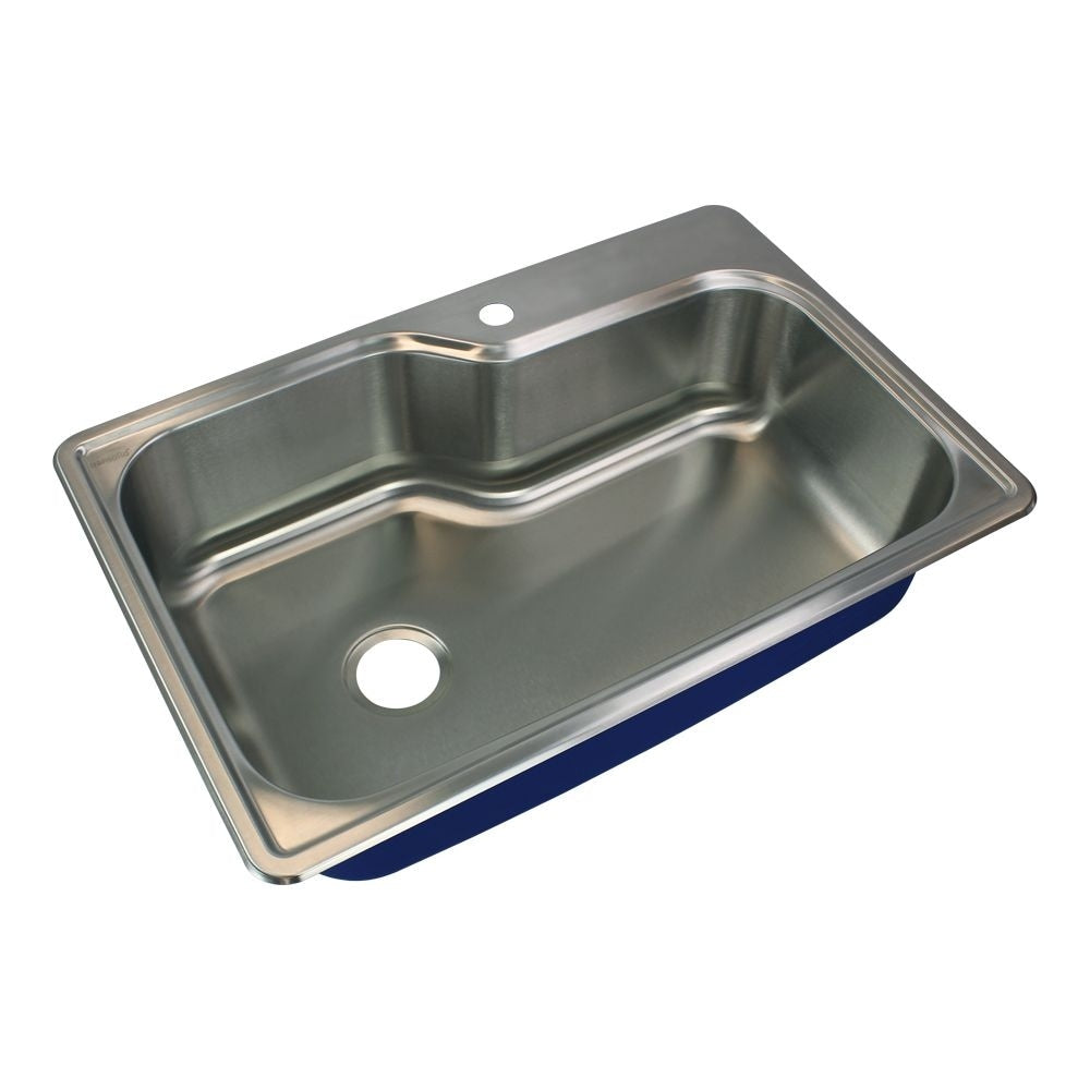 Transolid Meridian 33 In 16 Gauge Offset Super Drop In Single Bowl Kitchen Sink