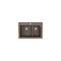 Transolid Radius 33In X 22In Silq Granite Drop In Double Bowl Kitchen Sink With 1 Pre Drilled Faucet Hole