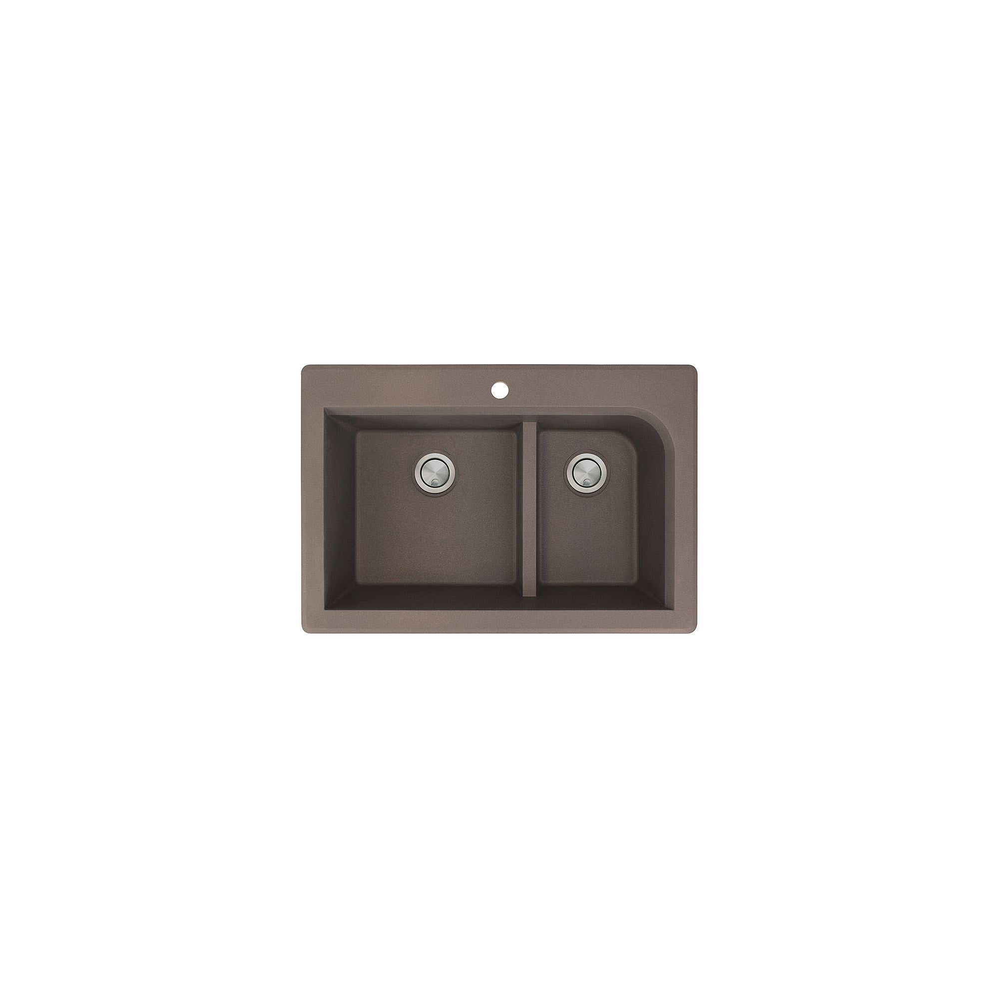 Transolid Radius 33In X 22In Silq Granite Drop In Double Bowl Kitchen Sink With 1 Pre Drilled Faucet Hole