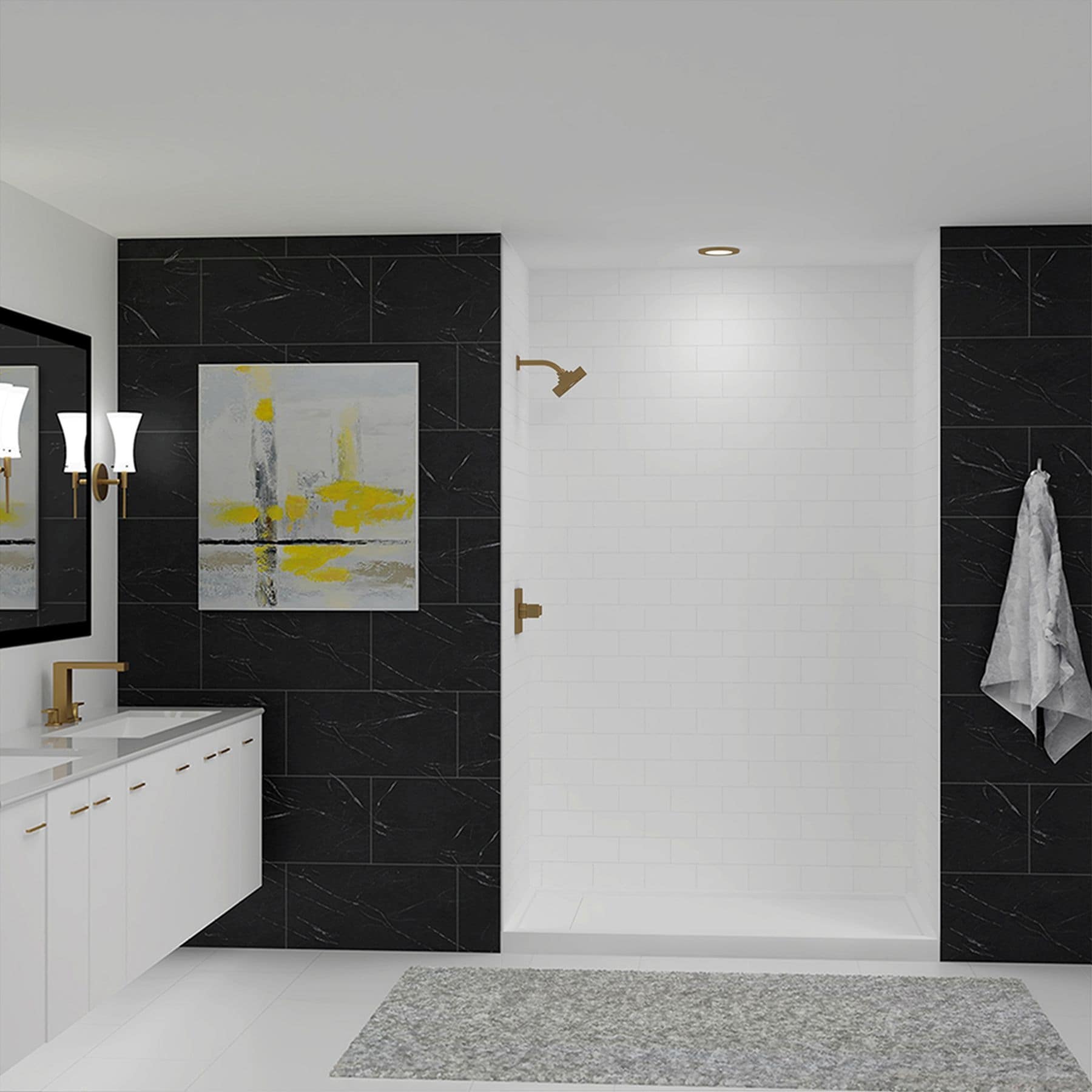 Transolid Saramar 36 In X 60 In X 96 In Glue To Wall 3 Piece Shower Wall Kit 60 X 36 X 96