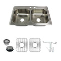 Transolid Select 33 In 22 Gauge Drop In Double Bowl Kitchen Sink With Grids Strainer Disposer Strainer Inst