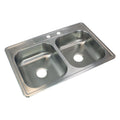 Transolid Select 33 In 22 Gauge Drop In Double Bowl Kitchen Sink With Mr2 Faucet Holes