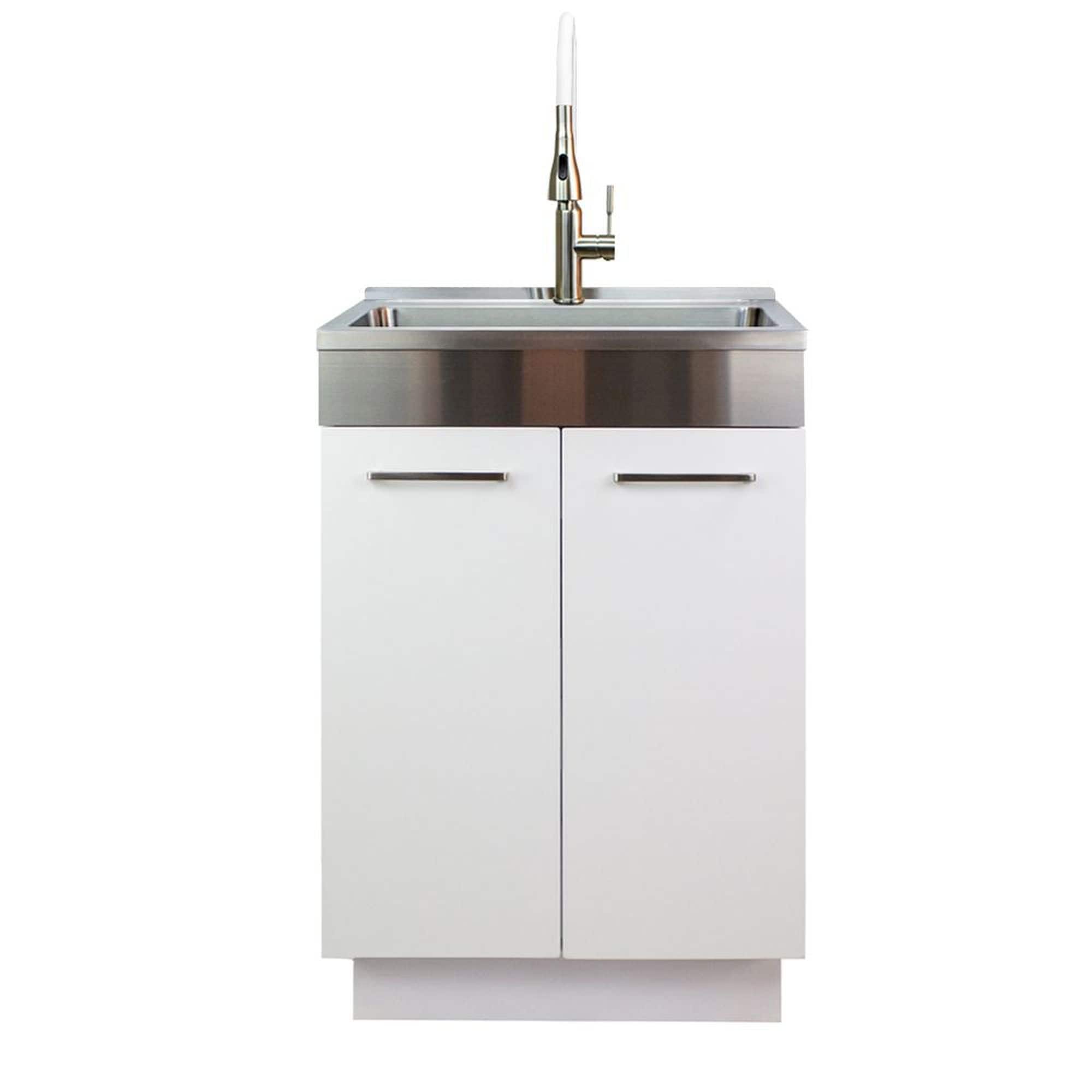 Transolid Tca 2420 Ws 24 In X 20 In X 34.6 Laundry Sink Cabinet With Faucet White