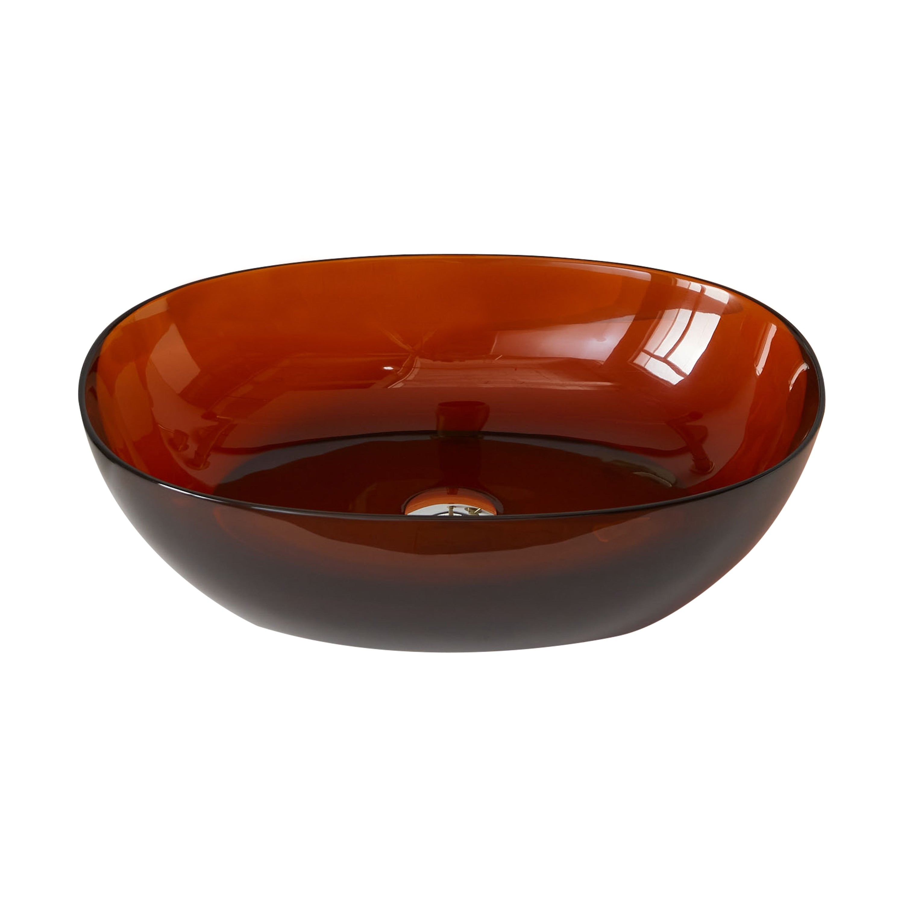 Transparent Resin Vessel Bathroom Sink Included Pop Up Drain And Drain Hose Modern Above Counter Wash Basin With Center Drain
