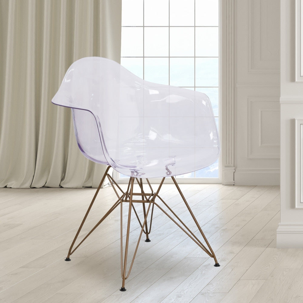 Lancaster Home Transparent Plastic And Metal Modern Side Chair