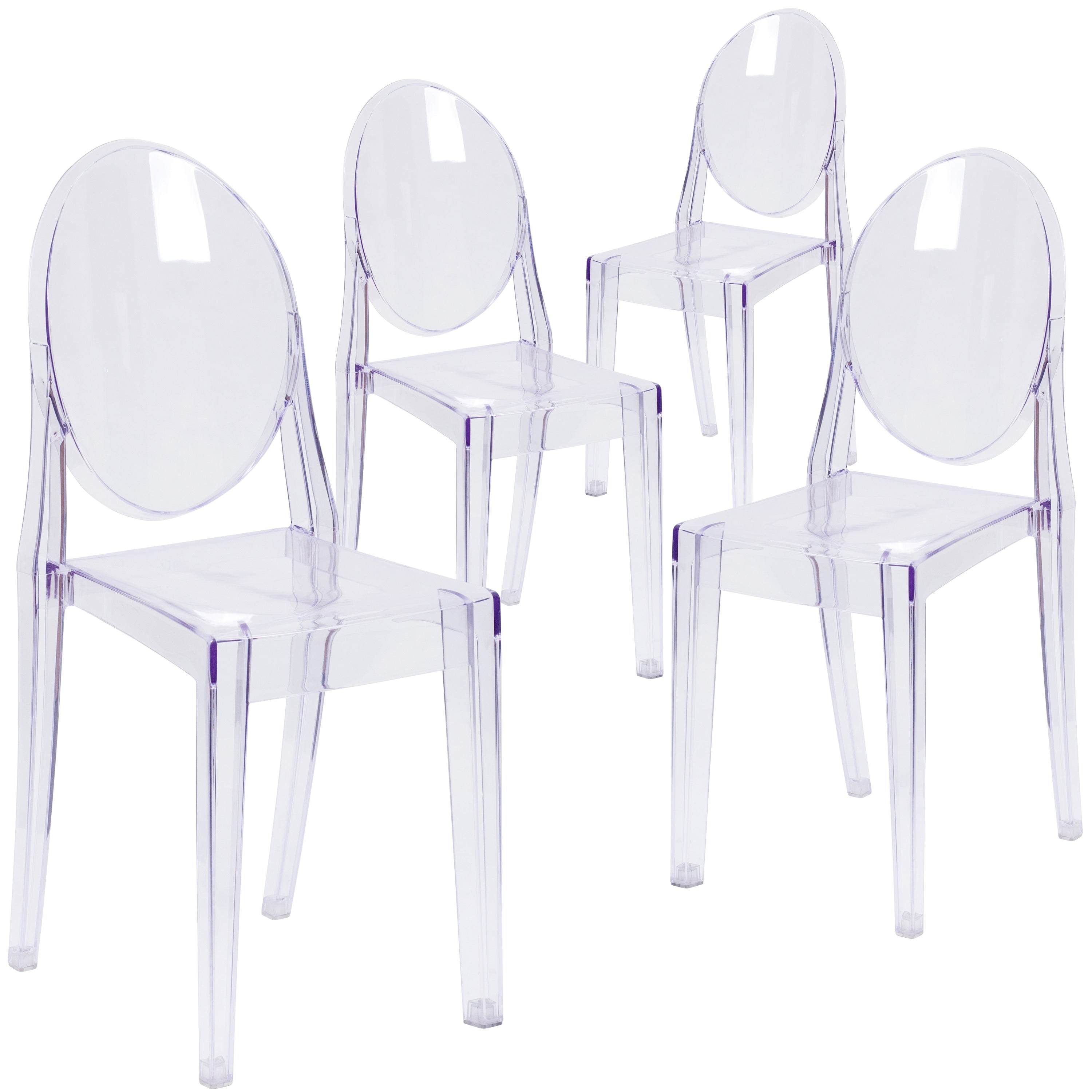 Lancaster Home Modern Transparent Plastic Stackable Side Chair Set Of 4