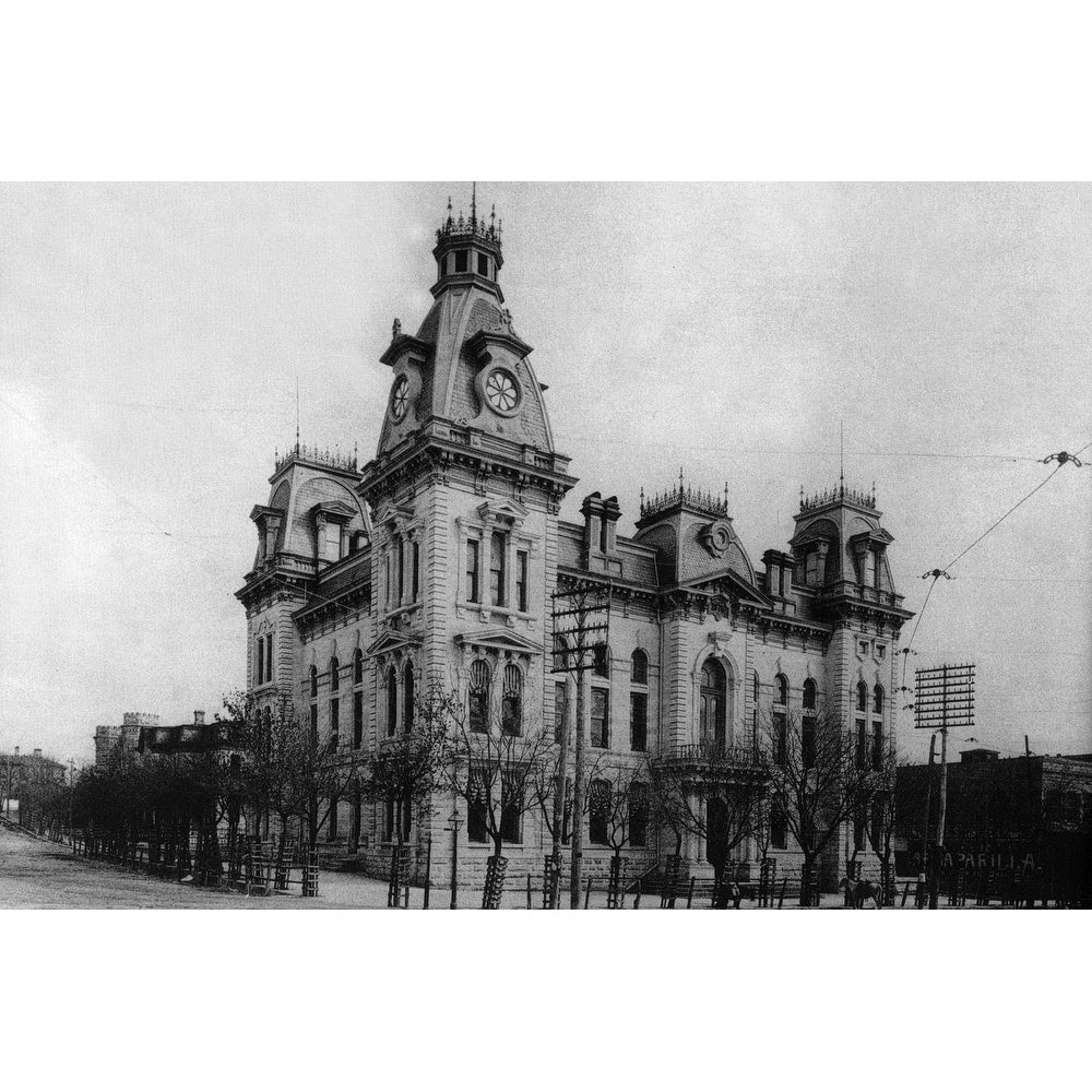 Travis County Courthouse Black And White Gallery Wrapped Canvas