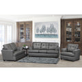 Travis Premium Grey Top Grain Leather Sofa Loveseat And Chair Set