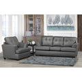 Travis Premium Grey Top Grain Leather Sofa And Chair