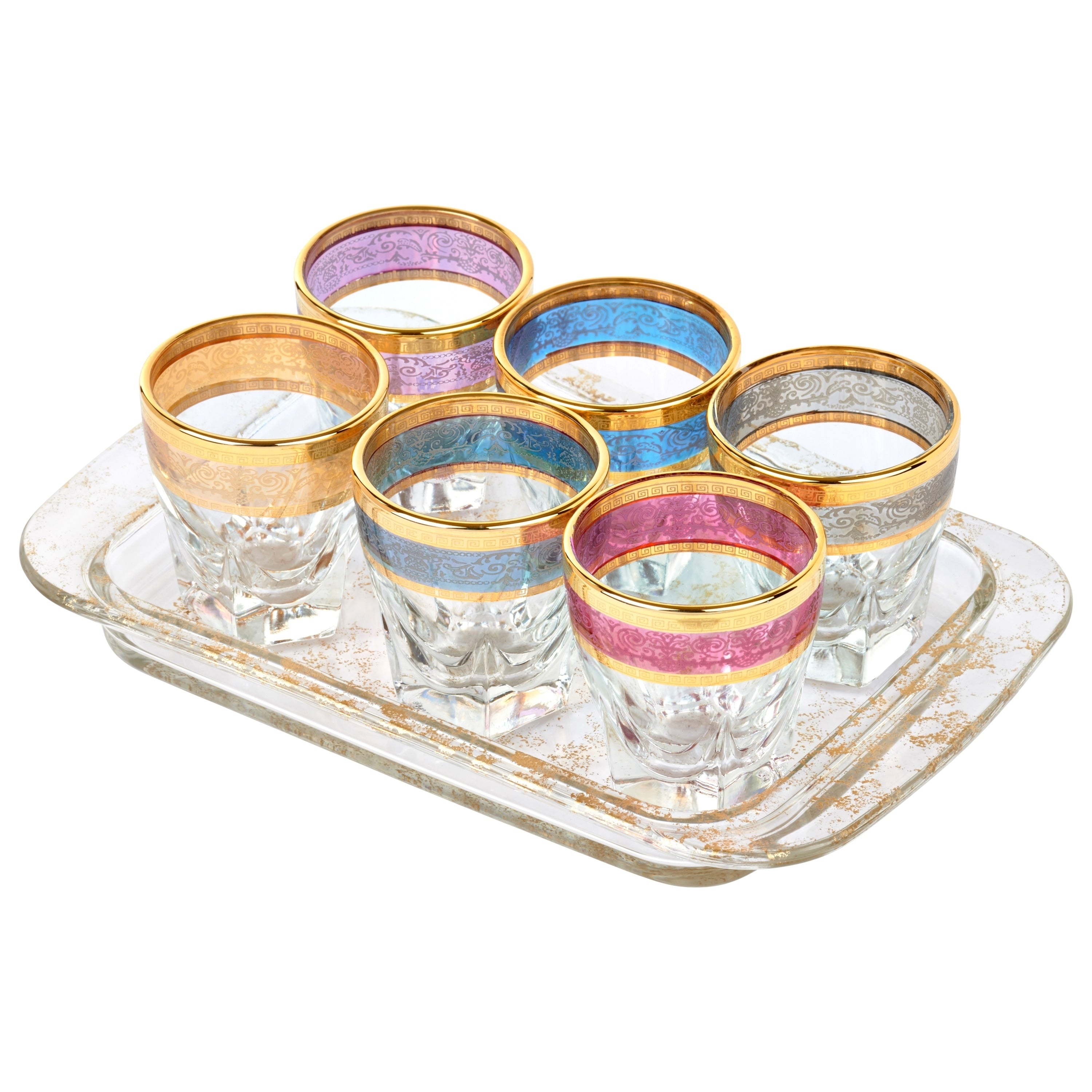 Tray Set 7 Piece Shots With Tray Multi Color