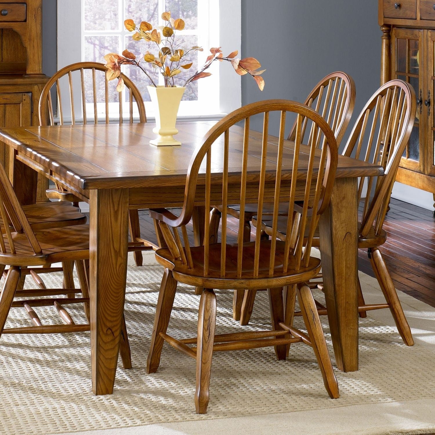Treasures Rustic Oak 5 Piece Bow Back 44X108 Rectangular Dinette Set